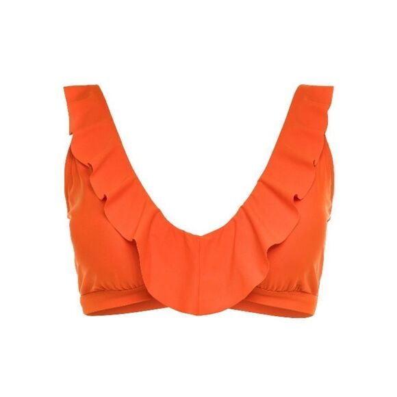 Bikini, Ruffled Plunge Top & Mid Rise High Cut Bottoms Swimsuit 2-Piece Size 3X - Picture 4 of 10